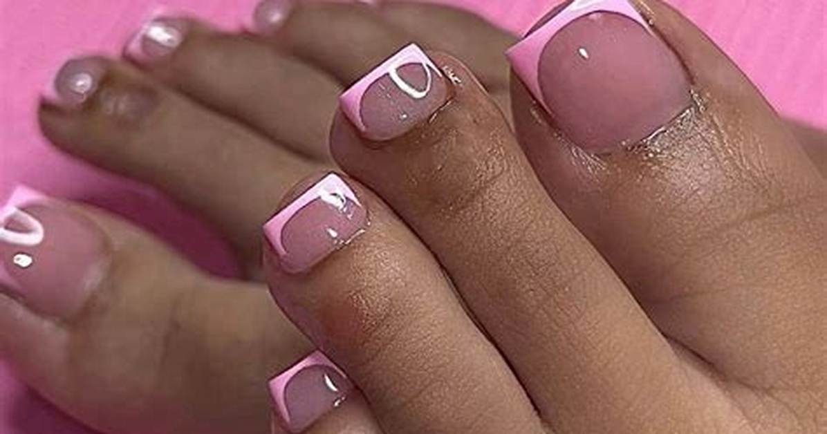 Pink French Tip Nails Toes